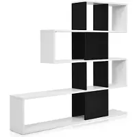 Coast Moderner 5-stöckiger Raumteiler im Guide-Stil aus Holz für Bücher 120 x 19,5 x 109 cm schwarz-weiß