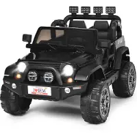 Costway 12V 2 Sitzer Kinderfahrzeug, 3 Gang Elektroauto 2,5-4 km/h, ab 3 Jahren (Schwarz)