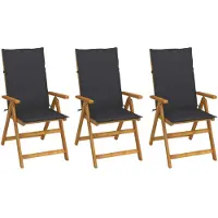 vidaXL Klappbare Gartenstühle 3 Stk. mit Auflagen Massivholz Akazie