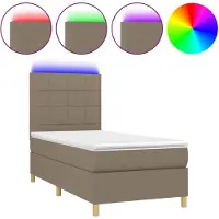 vidaXL Boxspringbett mit Matratze & LED Taupe 90x190 cm Stoff