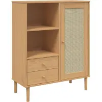 vidaXL Highboard SENJA Rattan-Optik Braun 90x40x112 cm Kiefernholz
