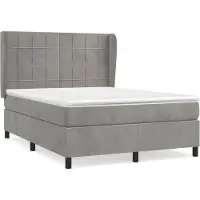 vidaXL Boxspringbett mit Matratze Hellgrau 140x190 cm Samt