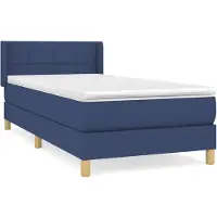 vidaXL Boxspringbett mit Matratze Blau 90x200 cm Stoff