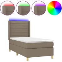 vidaXL Boxspringbett mit Matratze & LED Taupe 80x200 cm Stoff