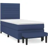 vidaXL Boxspringbett mit Matratze Blau 80x200 cm Stoff
