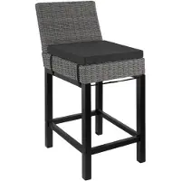 TecTake Rattan Barstuhl Latina mit Aluminiumgestell inklusive Sitzpolster, 45 x 62,5 x 99 cm