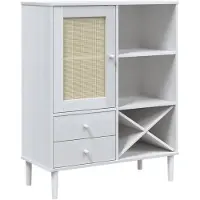 vidaXL Highboard SENJA Rattan-Optik Weiß 90x40x112 cm Kiefernholz