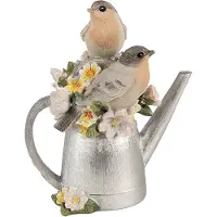 Clayre & Eef Dekorationsfigur Vogel 13 cm Grau Polyresin