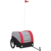 vidaXL Fahrradanhänger Schwarz und Rot 45 kg Eisen
