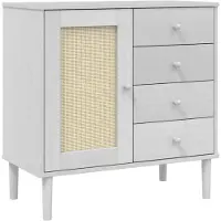 vidaXL Sideboard SENJA Rattan-Optik Weiß 80x40x80 cm Kiefernholz