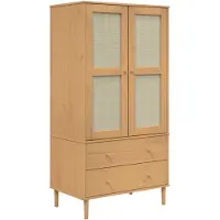 vidaXL Kleiderschrank SENJA Rattan-Optik Braun 90x55x175cm Kiefernholz