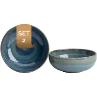 Palmer Miami Dessert Schale - 2er-Set, Steingut, Ø 12 cm, grün blau Ton, für Cerealien, Joghurt oder als Snack-schüssel, stapelbar, spülmaschinenfest