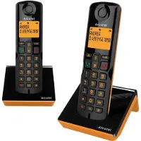 Alcatel S280, DECT-Telefon, Kabelloses Mobilteil, Freisprecheinrichtung, 50 Eintragungen, Anrufer-Identifikation, Schwarz, Orange
