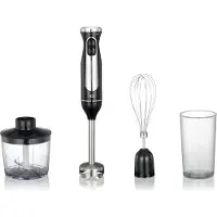 Melissa 16210069 - Stabmixer - Zerkleinerer, Schneebesen, Becher - 600W - Schwarz Edelstahl