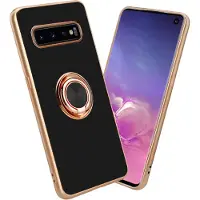 Cadorabo Hülle für Samsung Galaxy S10 PLUS im TPU mit Kameraschutz und Ring LM089 Style