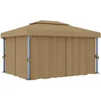 vidaXL Pavillon mit Vorhang 4x3 m Taupe Aluminium