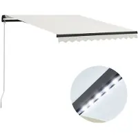 vidaXL Markise Manuell Einziehbar mit LED 300x250 cm Creme