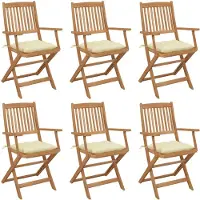 vidaXL Klappbare Gartenstühle 6 Stk. mit Kissen Massivholz Akazie