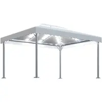 vidaXL Pavillon mit LED-Lichterkette 400x300 cm Cremeweiß Aluminium