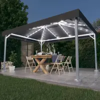 The Living Store Pavillon mit LED-Lichterkette 400x300 cm Anthrazit Aluminium