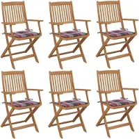 The Living Store Klappbare Gartenstühle 6 Stk. mit Kissen Massivholz Akazie