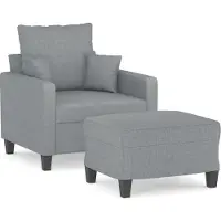 vidaXL Sessel mit Hocker Hellgrau 60 cm Stoff