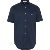 Gant für Herren. 3000101 Regular Fit Hemd mit kurzen Ärmeln aus marinefarbener Popeline (M), Lässig, Baumwolle, Langarm