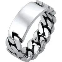 KUZZOI Ring Herren Siegelring Panzer Glieder Platte 925 Silber Kuzzoi Schwarz