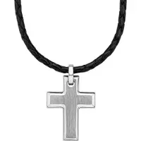 s.Oliver Kette mit Anhänger für Herren, Edelstahl, Kreuz s.Oliver Schwarz