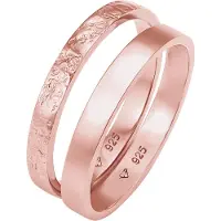 Elli Ring 2Er Set Bandring Basic Organic-Look 925 Silber Elli Rosegold