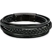 s.Oliver Lederarmband für Herren, Edelstahl s.Oliver Schwarz