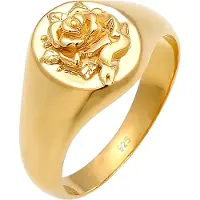 Elli Ring Siegelring Cool Rose 80S Look 925 Sterling Silber Elli Gold