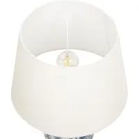 Beliani Tischlampe Blau und Weiß Porzellan Vasenform 54 cm Stoffschirm Kegelform Handbemalt Kabel mit Schalter Modern Schlaf- u. Wohnzimmer Beleuchtung