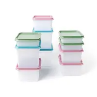 DBP Plastics Gefrierdosen Set - Vorratsdosen 10 Stück - transparent - rosa grün blau