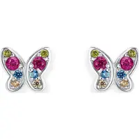 s.Oliver Ohrschmuck für Mädchen, 925 Sterling Silber, Zirkonia (synth,) | Schmetterling