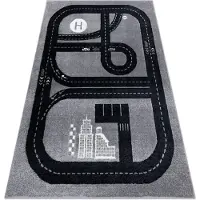 Rugsx Teppich FUN Track für Kinder, Straße, Stadt grau 120x170 cm
