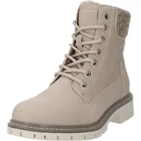 Tom Tailor Schnürboots , Damen, Gr. 41, Warmfutter, beige (creme), Lederimitat, Textil, Schuhe Schnürboots, Winterboots mit wasserabweisendem TEX, Komfortweite G, Topseller