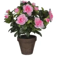 Mica Decorations Künstliche Azalee Rosa im Topf