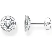 Thomas Sabo Paar Ohrstecker "mit weißen Steinen silber", bunt (silberfarben, weiß, kristallweiß), Ohrringe, Damen, 9mm, Silber 925 (recycelt), Paar Ohrstecker, mit Zirkonia (synth.)