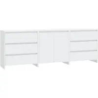 vidaXL 3-tlg. Sideboard Weiß Holzwerkstoff