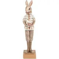 Clayre & Eef Dekofigur "Kaninchen" in Beige/ Weiß - (B)7 x (H)28 x (T)7 cm - onesize