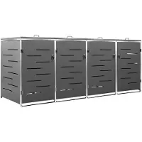 vidaXL Mülltonnenbox für 4 Tonnen 276,5x77,5x115 cm Edelstahl