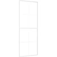 vidaXL Schiebetür ESG-Mattglas und Aluminium 76x205 cm Weiß