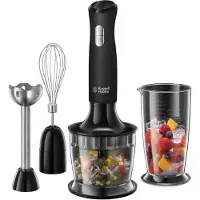 Russell Hobbs Stabmixer [3-in-1: Pürierstab/Zerkleinerer, Mixer- & Schneebesenaufsatz] Matt Schwarz (BPA-freies & spülmaschinenfestes Zubehör, für Smoothie, Suppen Saucen, Joghurt Babynahrung)24702-56