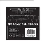 LEDwin Kupplungsbeleuchtungsnetz mit 100 LED-Leuchten warmweiß 1,5x1,5 m schwarzes Kabel Winglinks Silver (wit)