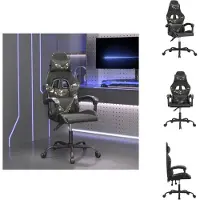 vidaXL Gaming-Stuhl Schwarz und Tarnfarben Kunstleder - Gaming-Sessel