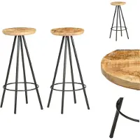 vidaXL Barhocker 2 Stk. Raues Mangoholz - Barhocker