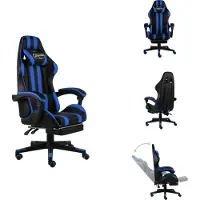 vidaXL Gaming-Stuhl mit Fußstütze Schwarz und Blau Kunstleder - Bürostühle