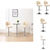 vidaXL Barhocker 2 Stk. Cremeweiß Kunstleder - Barhocker