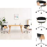 vidaXL Drehbarer Bürostuhl Schwarz Bugholz und Kunstleder - Bürostühle